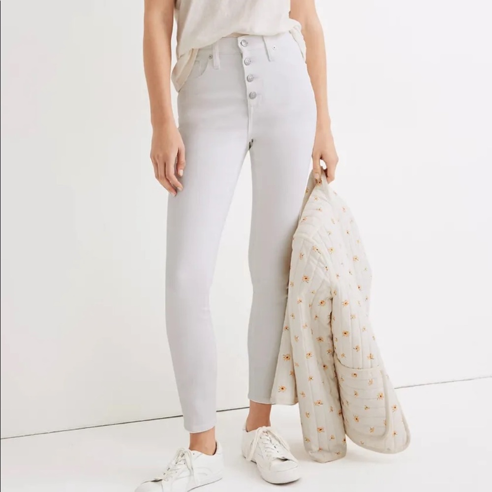 Madewell 10” High Rise Skinny Crop Jean Color Pure White Size 28